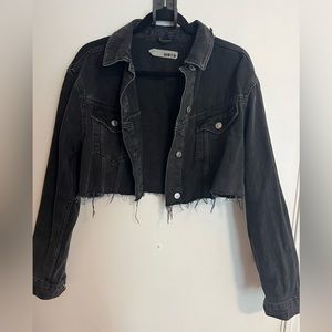 Black distressed Cropped Jean jacket from TopShop
